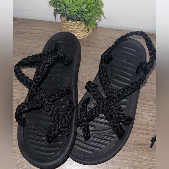 Shoes - Black Braided Women's Sandals